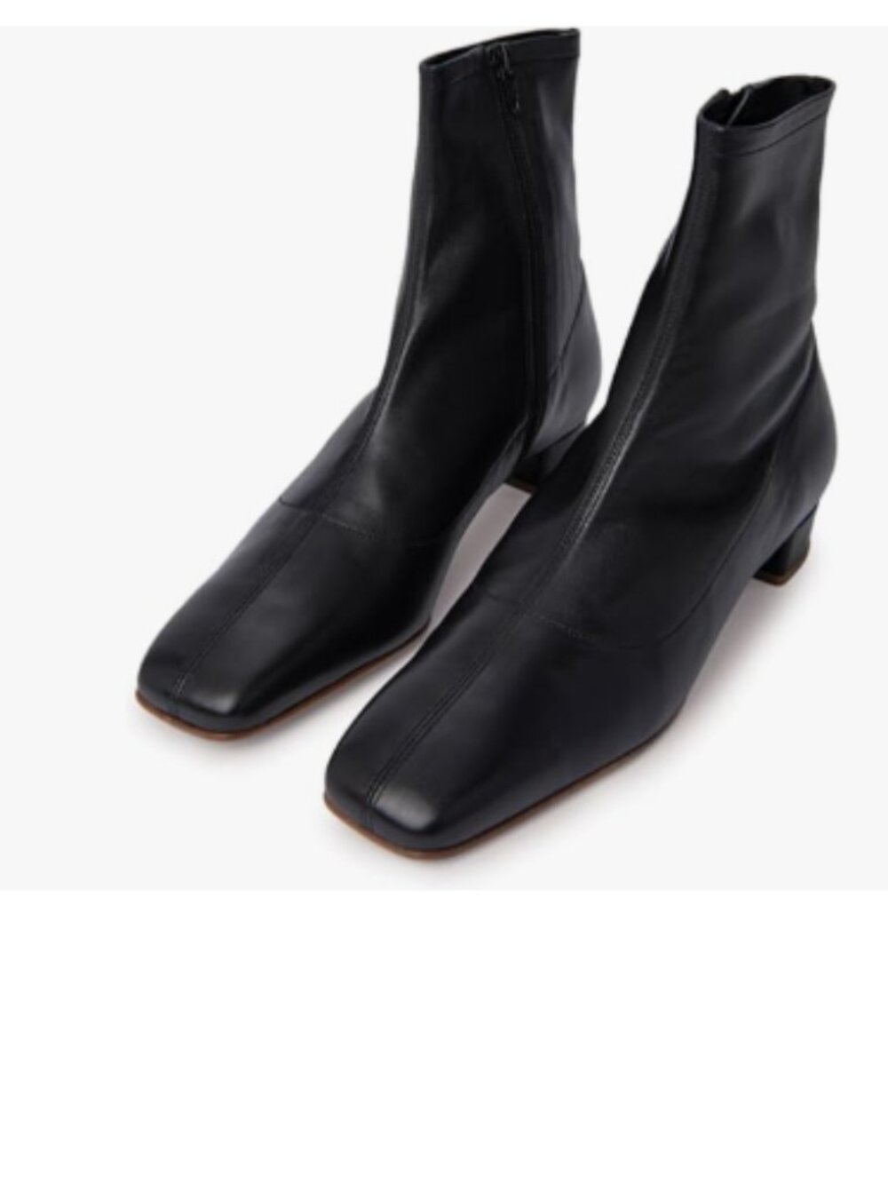 YDN Black Square Toe Low Heeled Ankle Booties Comfy Chunky Heel Side Zipper Shoe